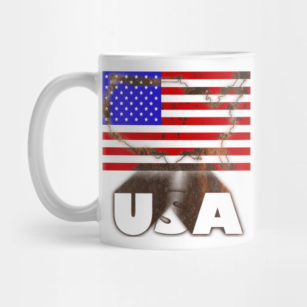 USA 3D Rustic Map Flag by KZK101